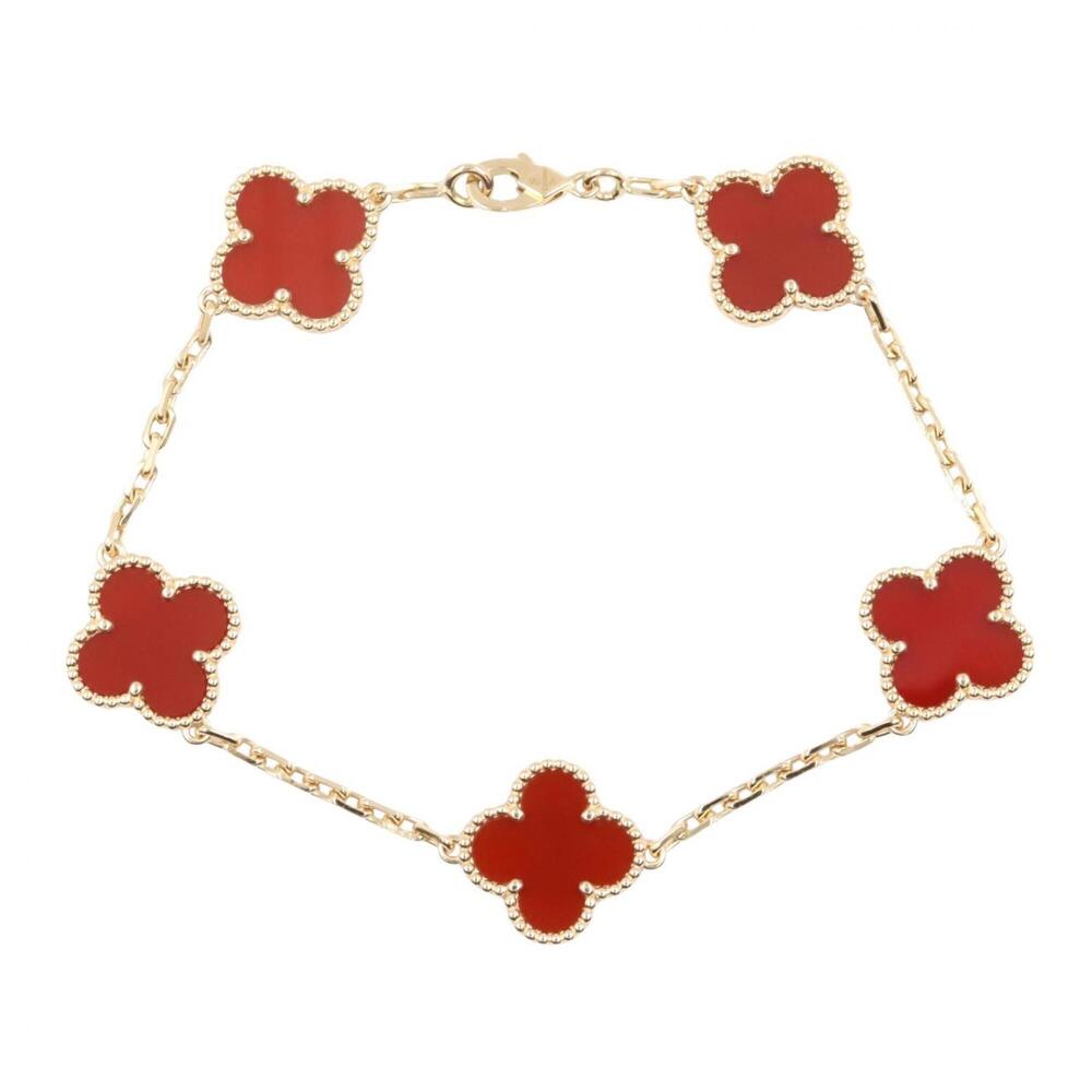 Van Cleef & Arpels Vintage Alhambra Carnelian 5P Bracelet - 18K Pink Gold (PG...